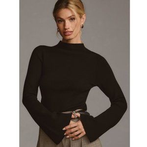 NWT-Anthropologie Maeve The Arlowe Bell-Sleeve Sweater - Black - M